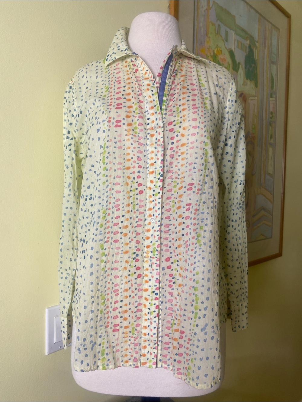 Nic & Zoe. Soft cotton. Multicolor Dot Print Button-Up Shirt